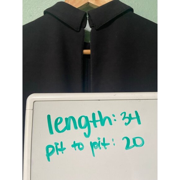 NWT Loft Women's Ponte Button Black and Gold Collared Pocket Shirt Dress Medium - Picture 11 of 11